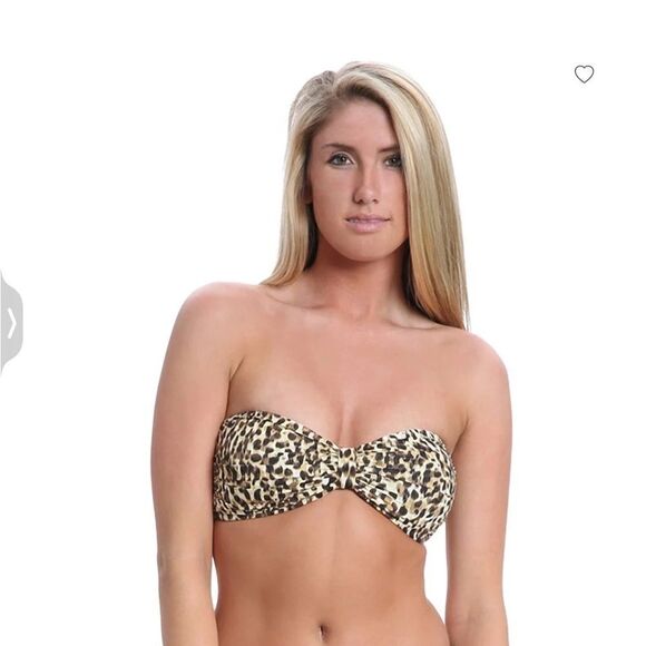 CARMEN MARC VALVO ZANZITAR SHIRRED BANDEAU IN LEOPARD PRINT - Picture 1 of 8